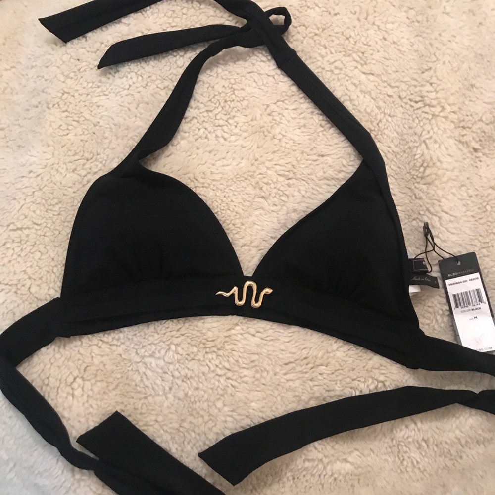BCBGmaxazria bikini top NWT black snake